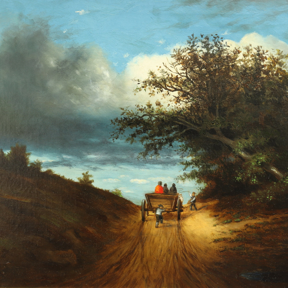 AW675: After Jules Dupre "On The Road" 19th Century Oil on Canvas