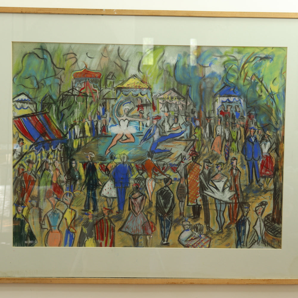 AW5-015: Phillippe Oates "Carnival" Mid 20th Century Pastel on Paper