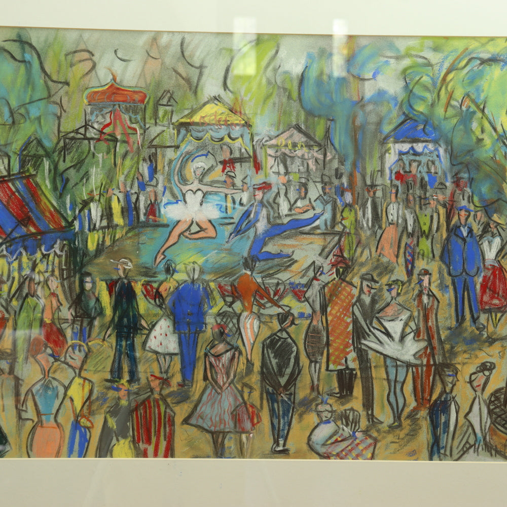 AW5-015: Phillippe Oates "Carnival" Mid 20th Century Pastel on Paper