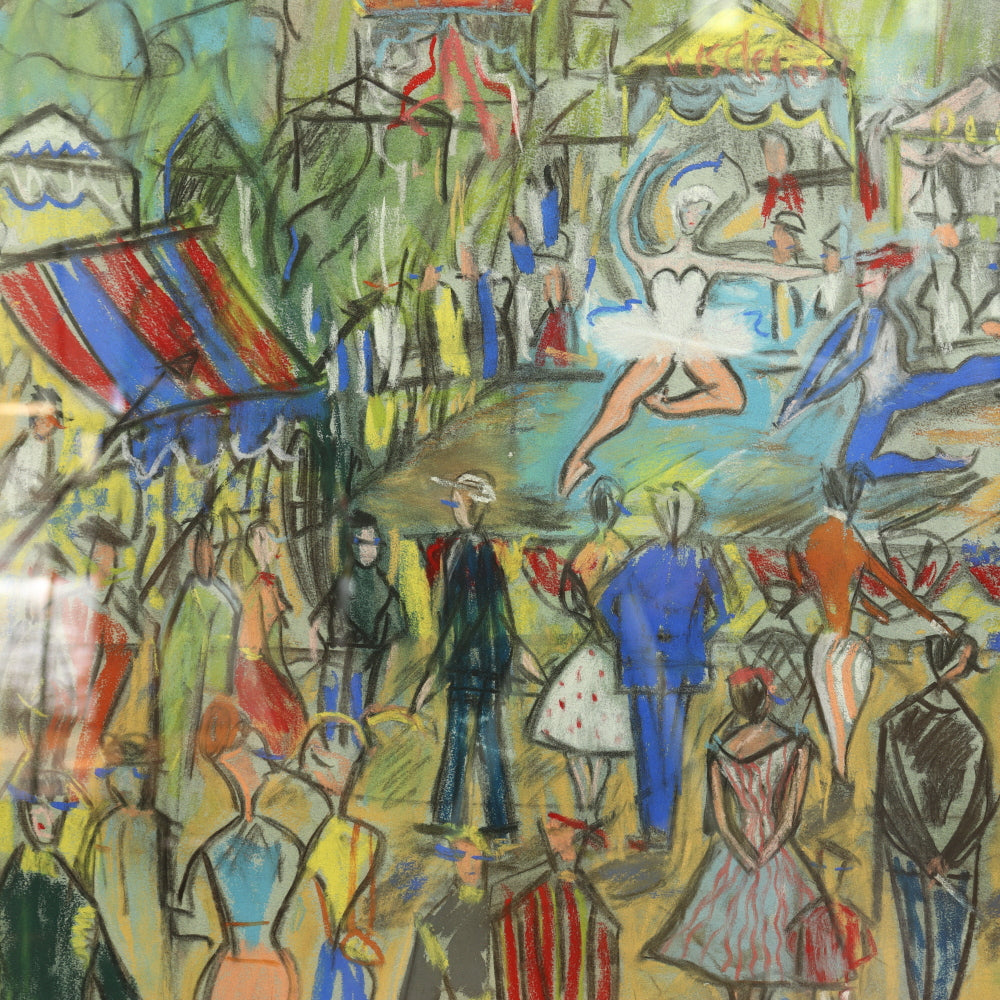 AW5-015: Phillippe Oates "Carnival" Mid 20th Century Pastel on Paper