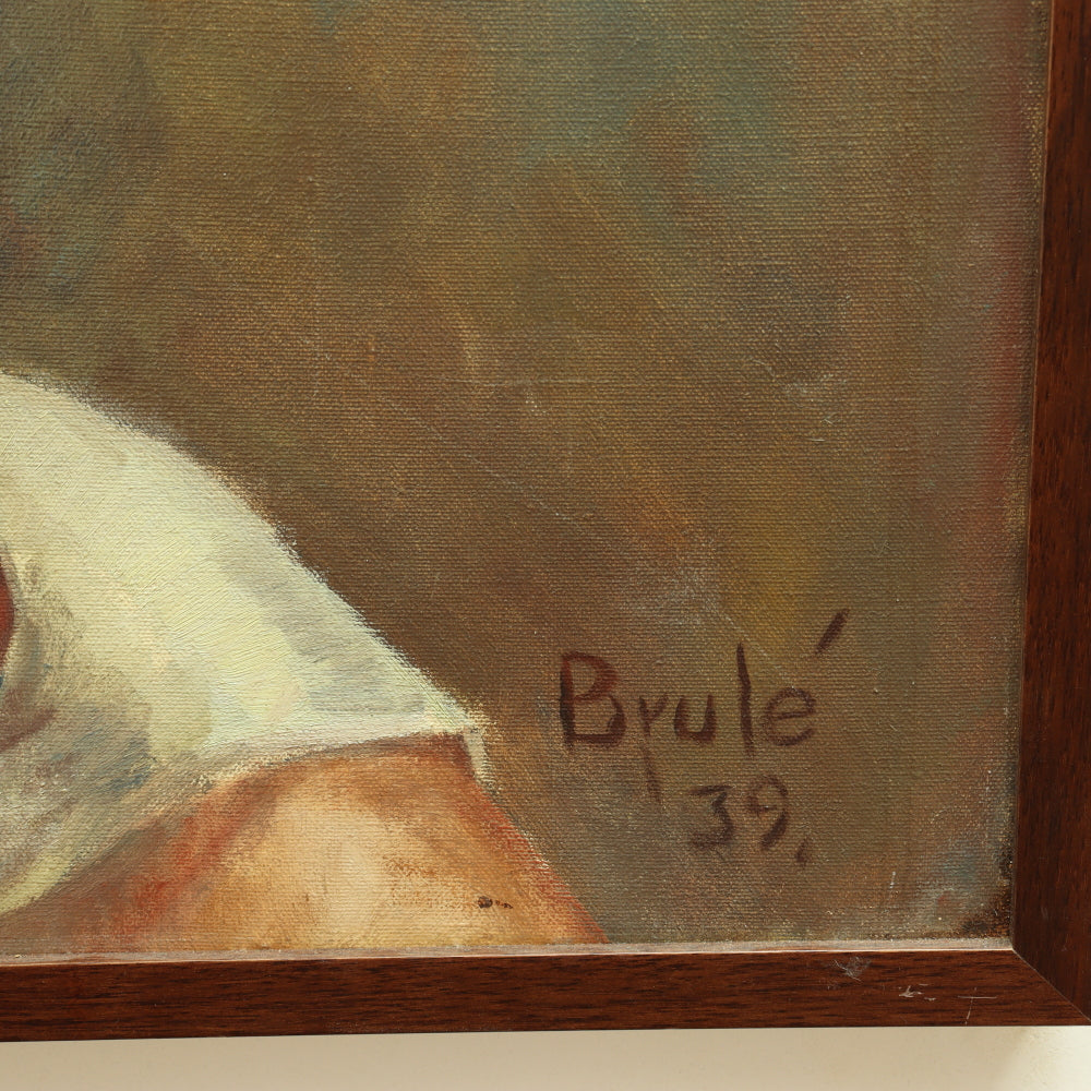 AW683: Elmo Brule WPA Artist "Seated Nude" Oil on Canvas Circa 1939