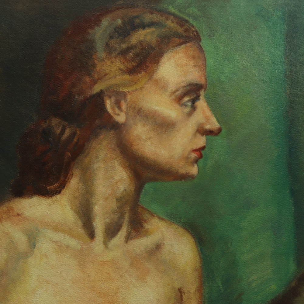 AW683: Elmo Brule WPA Artist "Seated Nude" Oil on Canvas Circa 1939