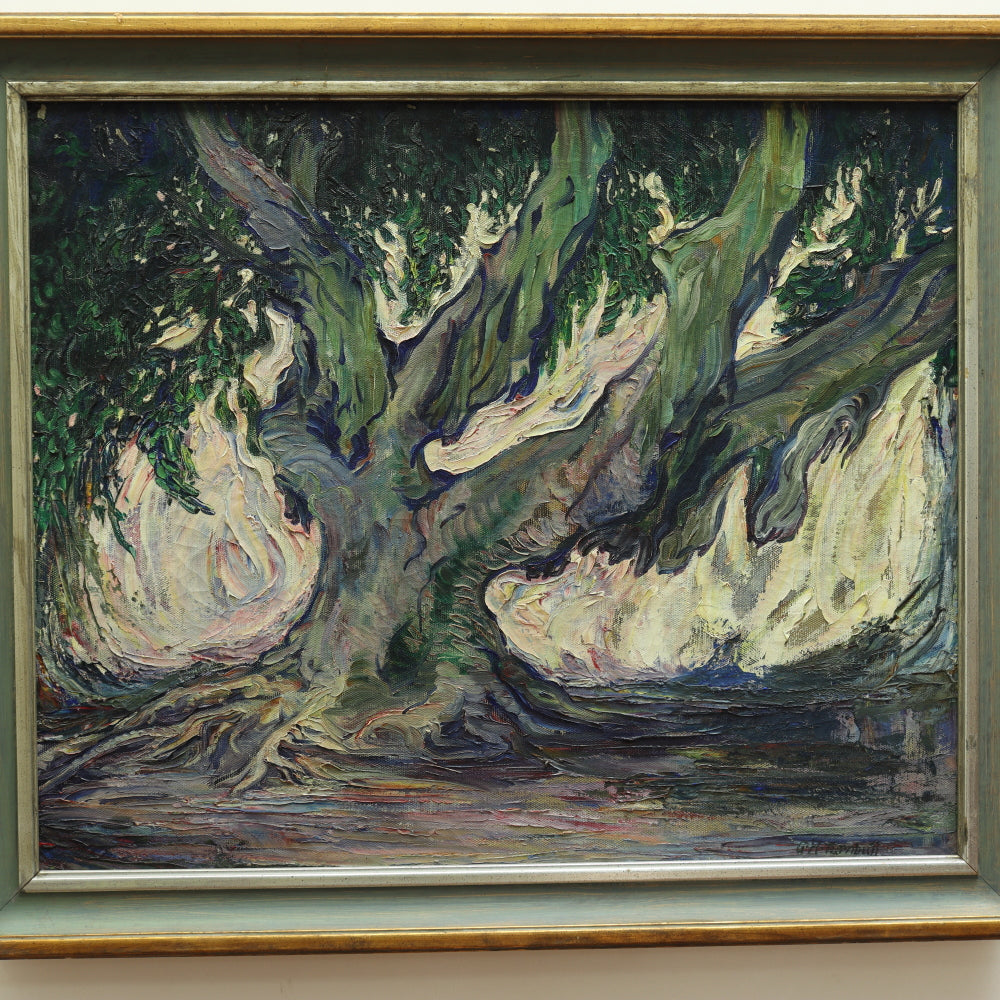 AW694: Grace Hill Turnbull Modernist Fauvist "The Great Oak" Oil on Canvas