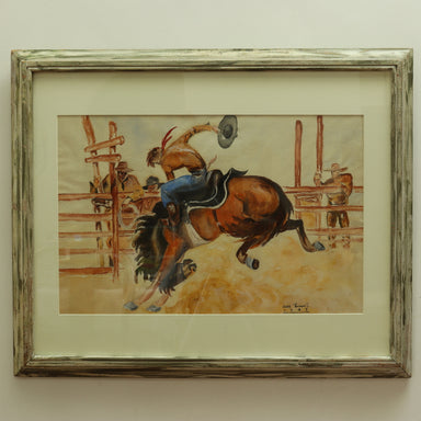 John Boswell Watercolor Painting Cowboy Rodeo | Work of Man