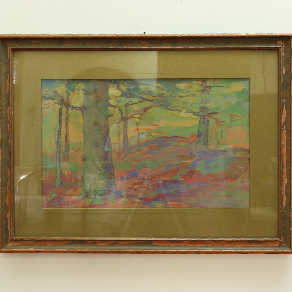 AW4-126: Elizabeth Hunt Barrett - Gouache - Wooded Landscape