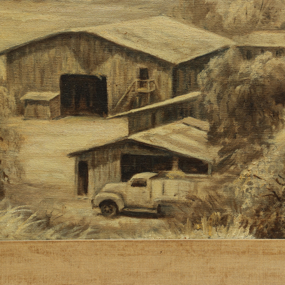 AW176: Roy Harrison - "Arroyo Seco Horse Barn" - Oil on Canvas Mid 20th Century California Plein Air