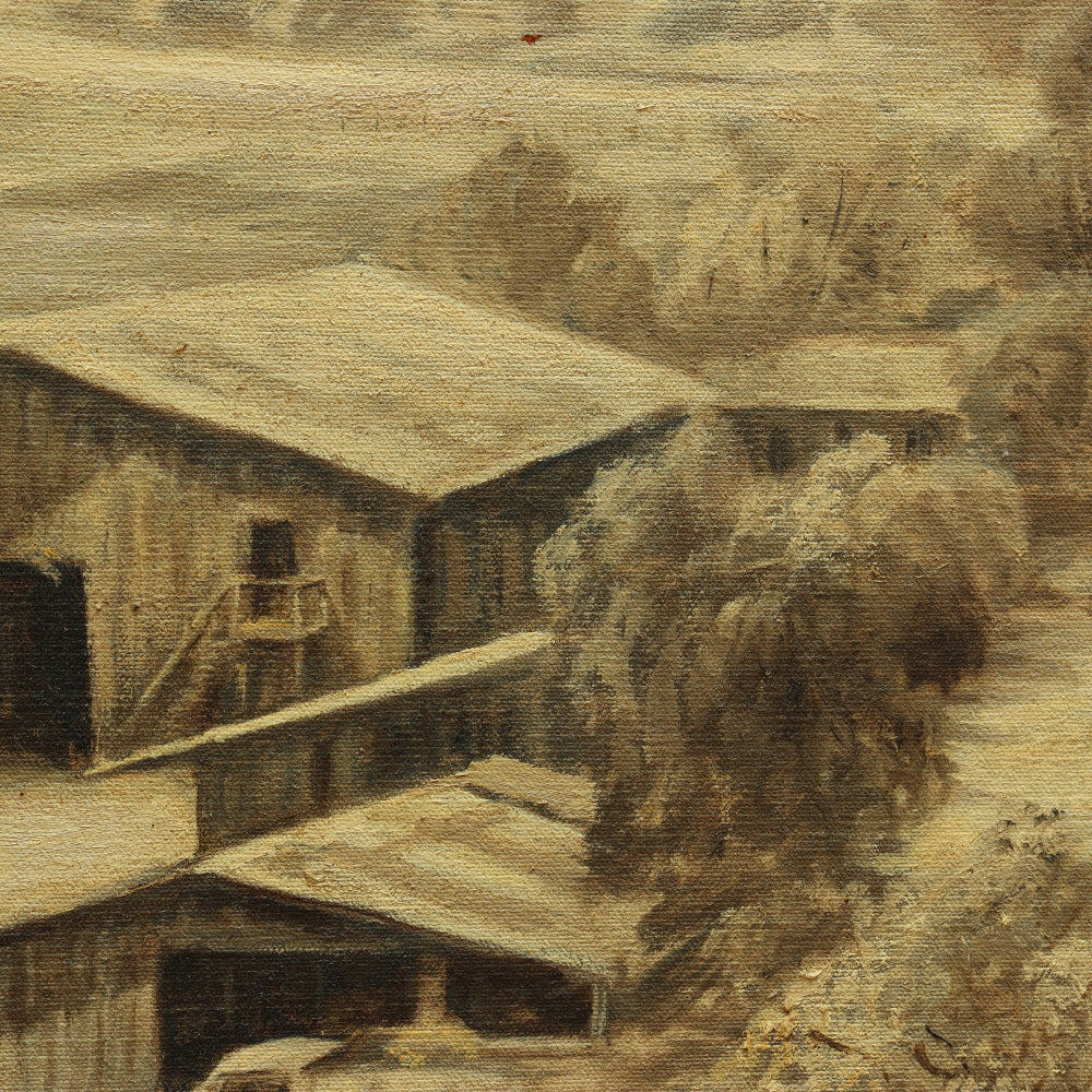 AW176: Roy Harrison - "Arroyo Seco Horse Barn" - Oil on Canvas Mid 20th Century California Plein Air