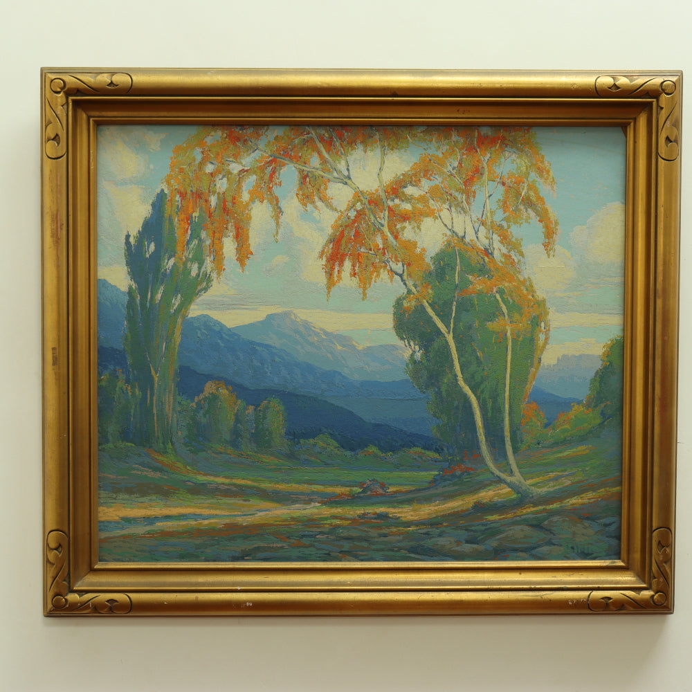 AW9-040: Vantage Studios Circa 1920's California Plein Air Landscape Serigraph Original Frame