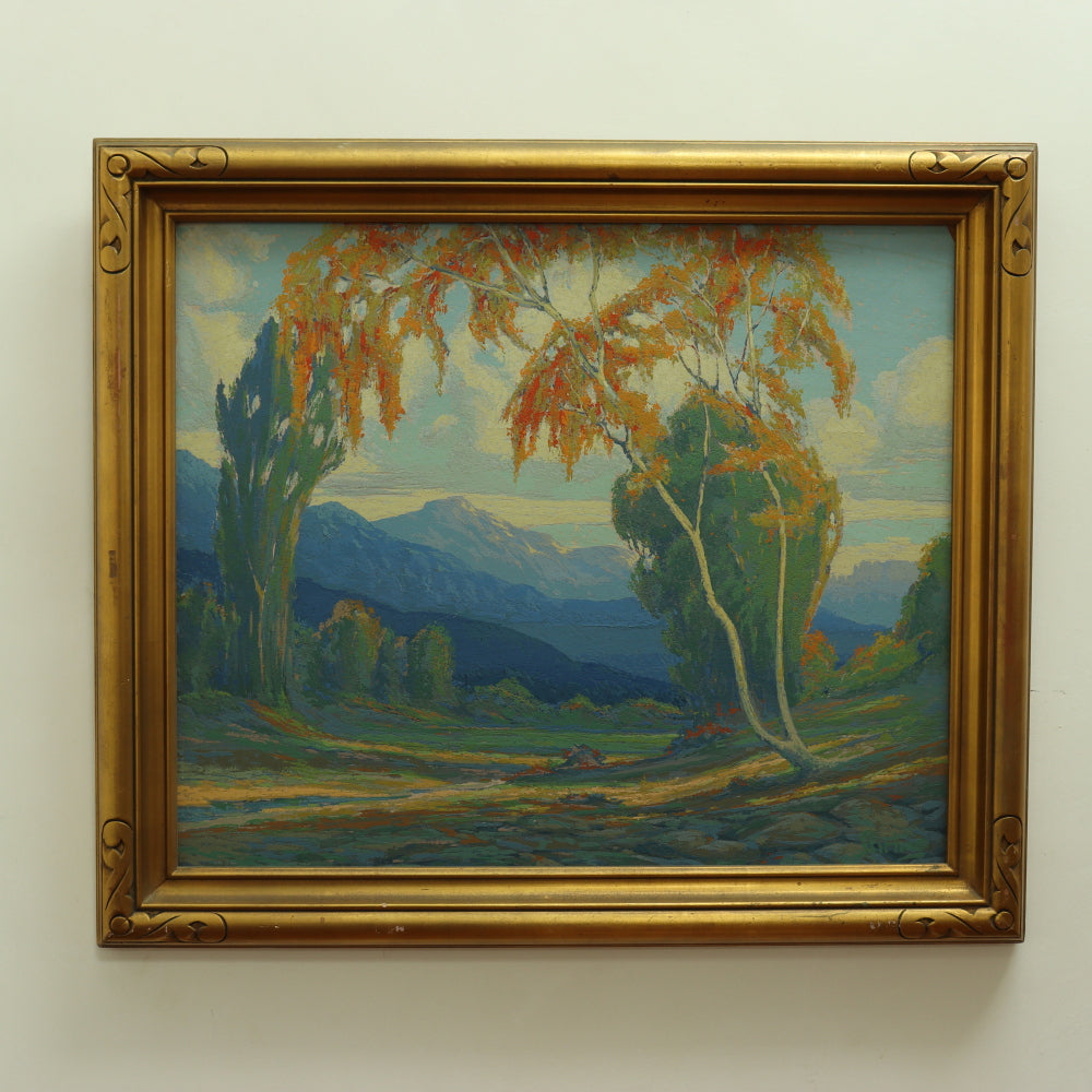 AW9-040: Vantage Studios Circa 1920's California Plein Air Landscape Serigraph Original Frame