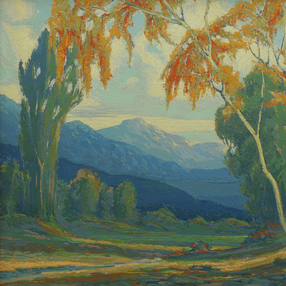 AW9-040: Vantage Studios Circa 1920's California Plein Air Landscape Serigraph Original Frame