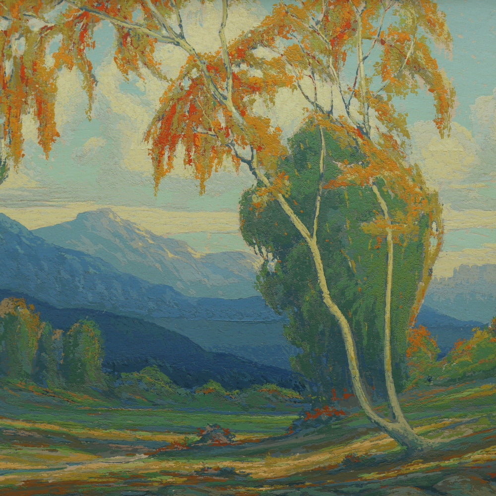 AW9-040: Vantage Studios Circa 1920's California Plein Air Landscape Serigraph Original Frame