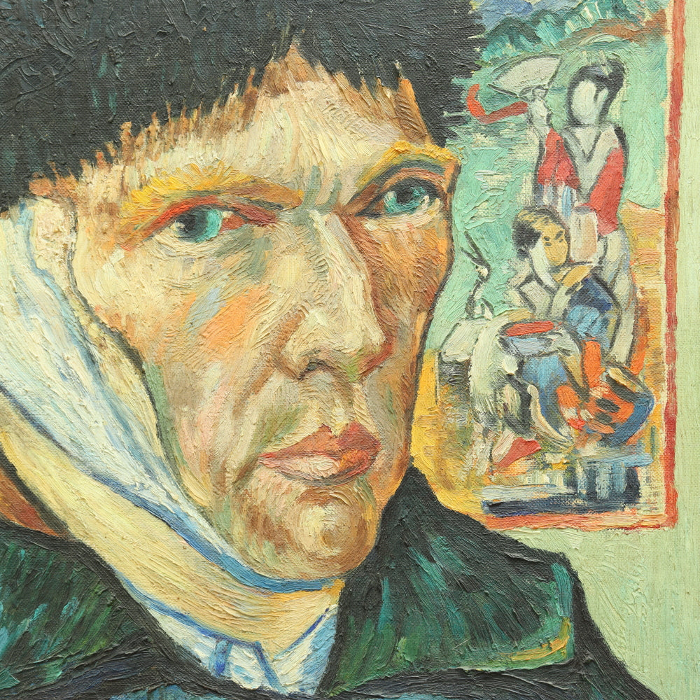 AW704: After Vincent Van Gogh Self Portrait With Bandaged Ear Oil on Board Early 20th Century