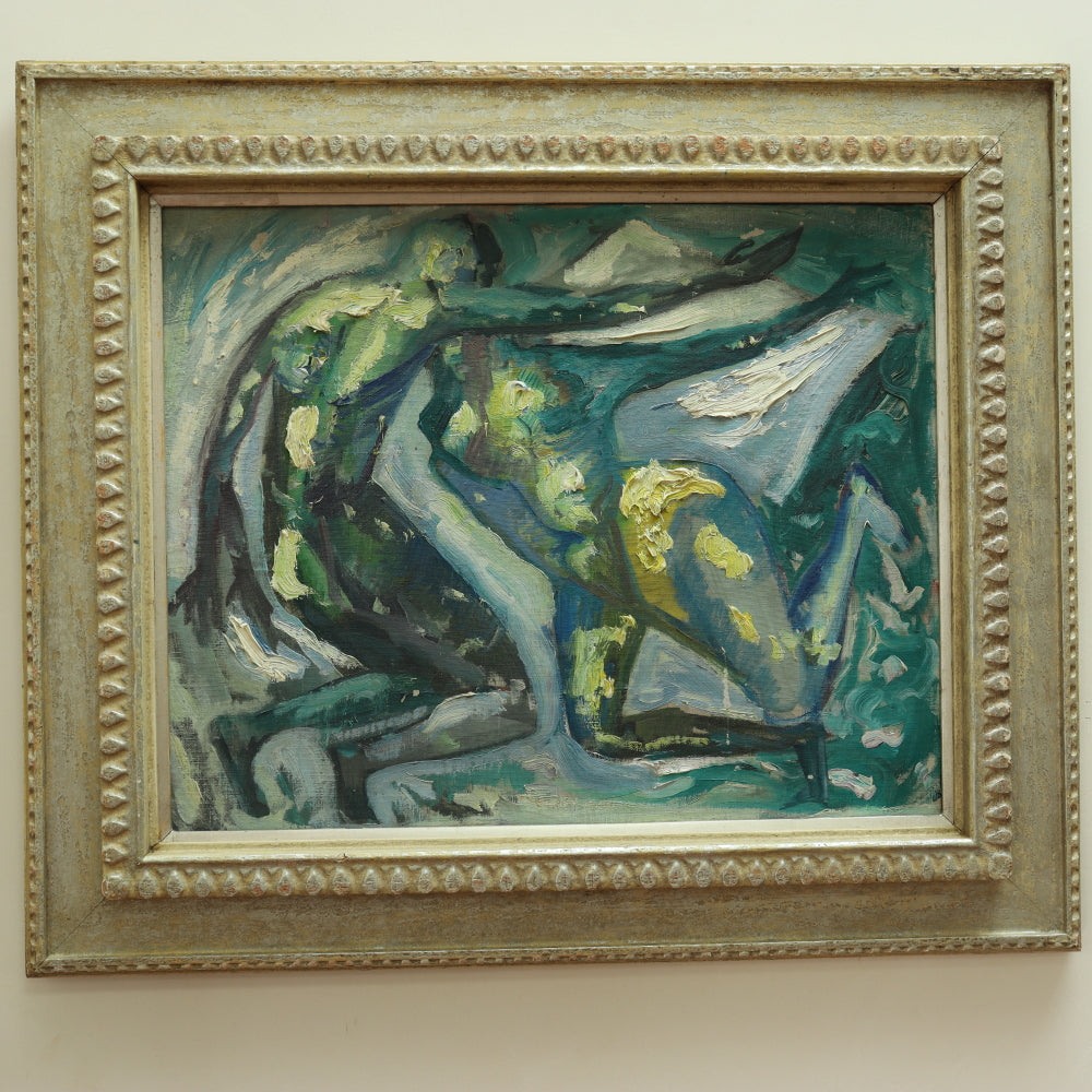 AW369: Walter Frederick Bartsch "Human Condition"  Expressionist Abstract Nudes Oil on Board