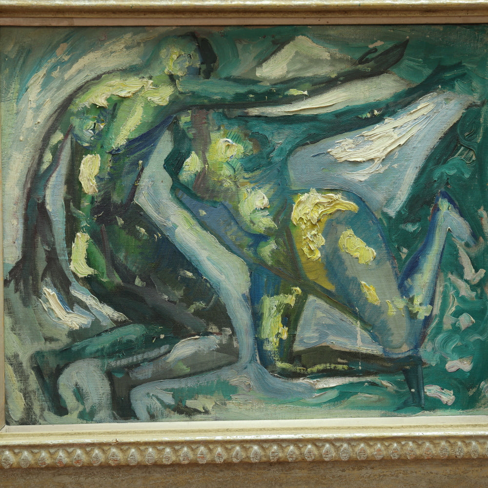 AW369: Walter Frederick Bartsch "Human Condition"  Expressionist Abstract Nudes Oil on Board