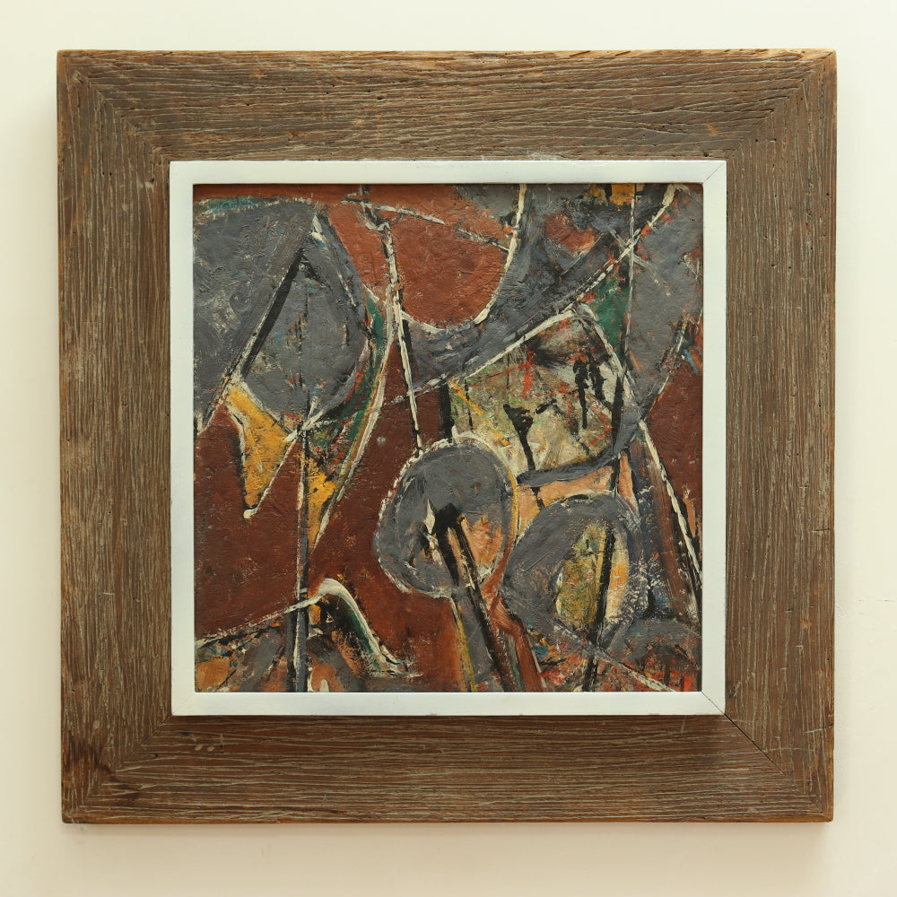 AW727: Mid 20th Century American Modernist Abstract Oil Painting on Board