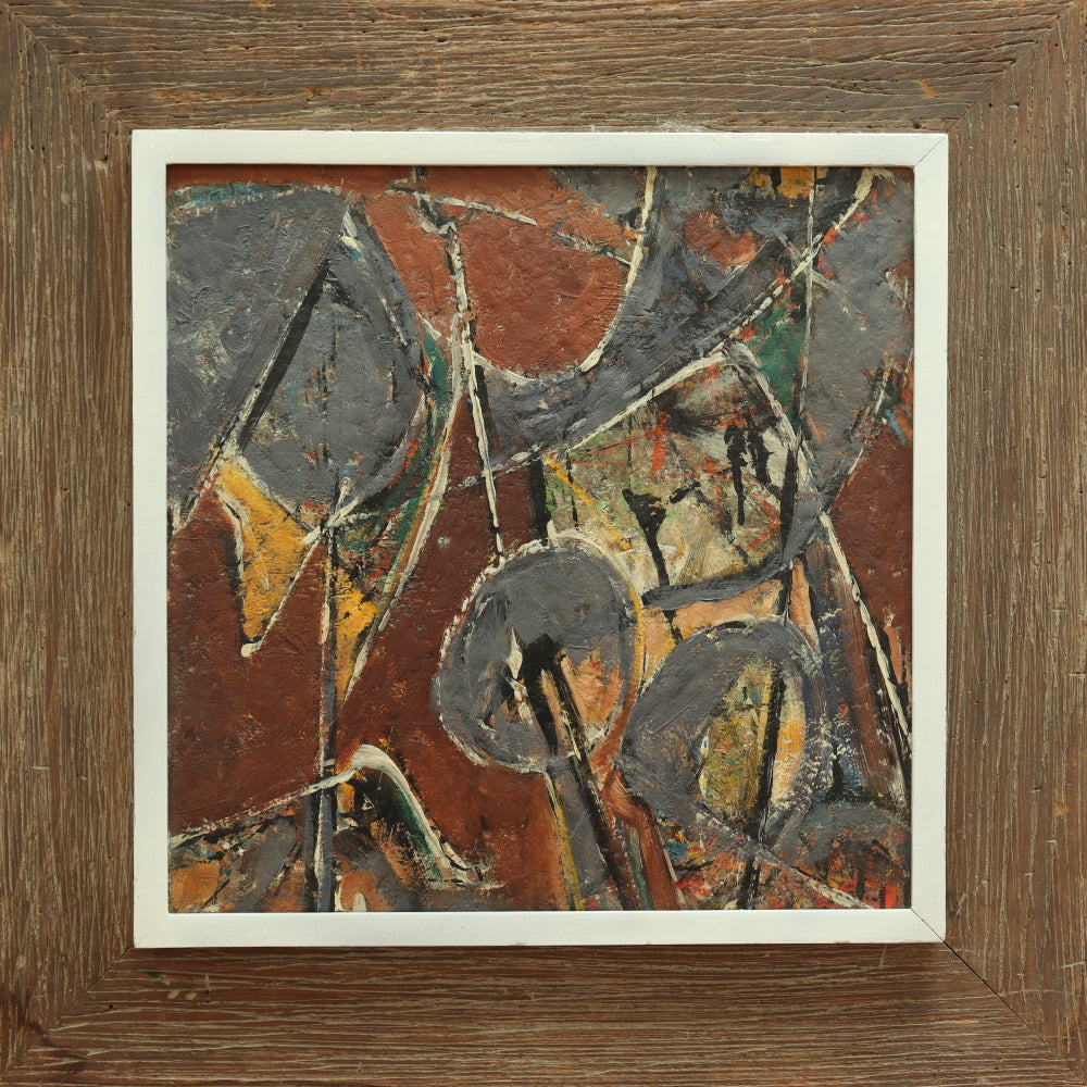 AW727: Mid 20th Century American Modernist Abstract Oil Painting on Board