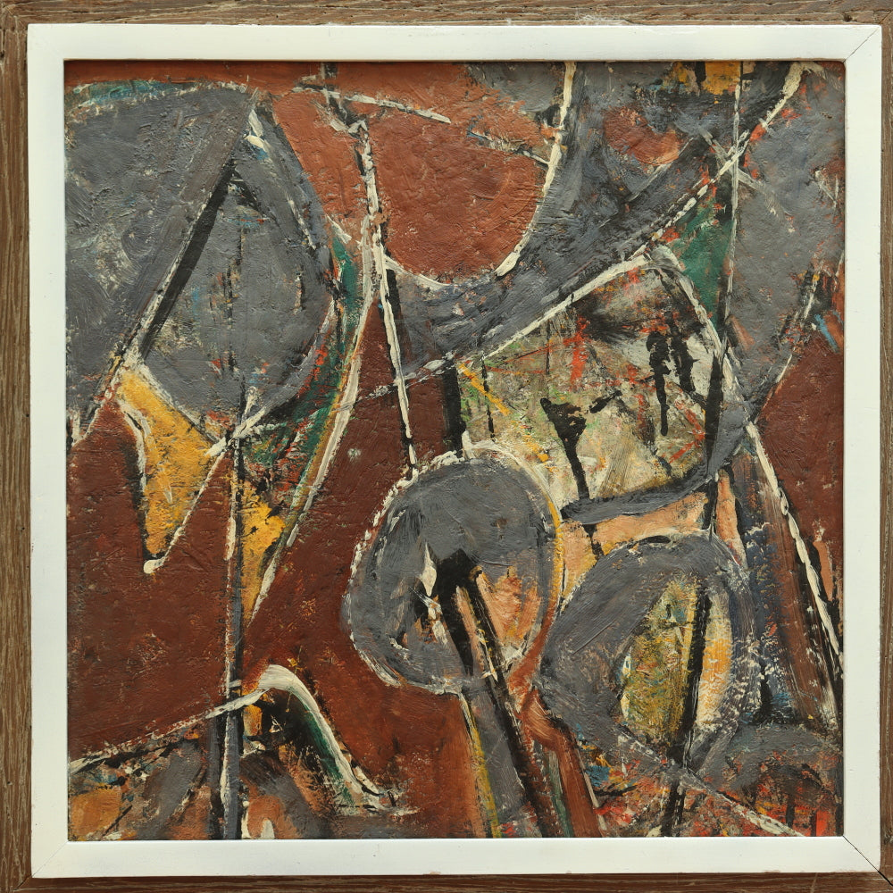 AW727: Mid 20th Century American Modernist Abstract Oil Painting on Board