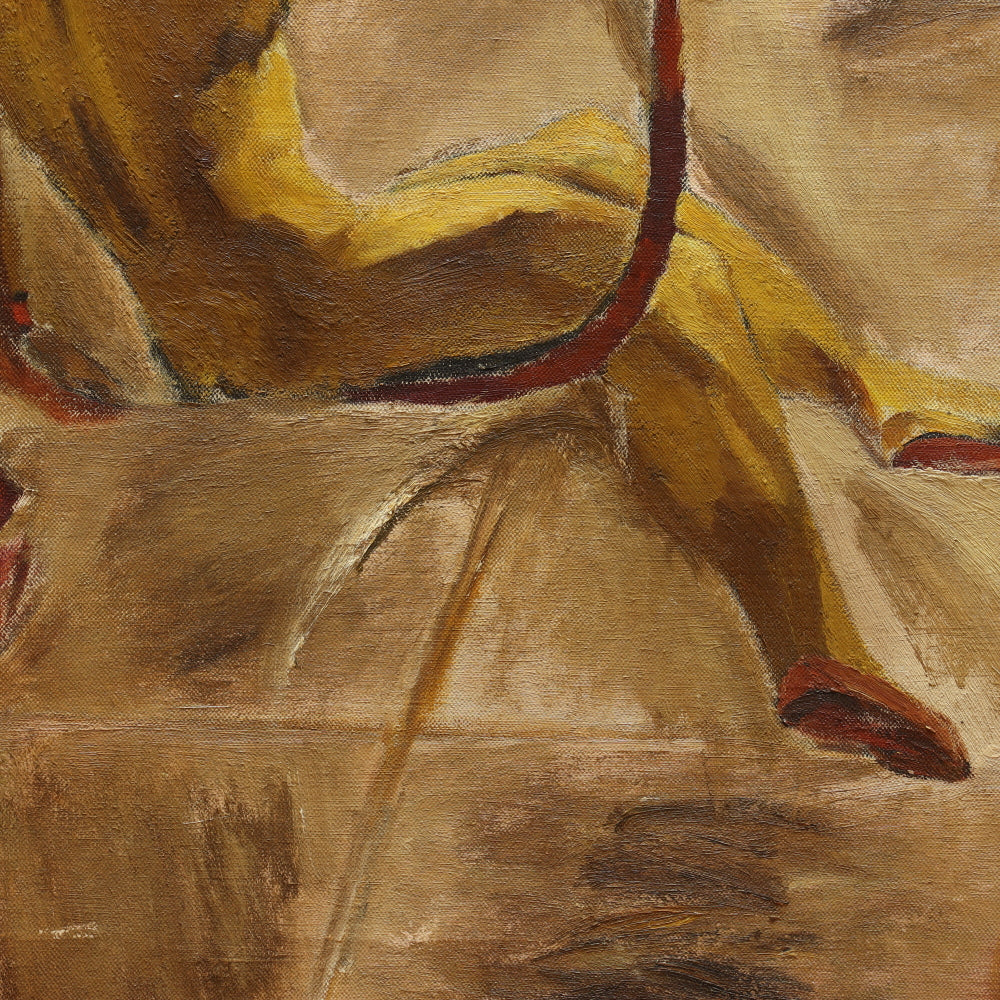 AW733: Dorthy Van Loan "Man on a Swing"Post Impressionist Oil on Canvas