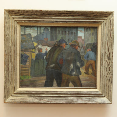 Hugo Nicholson "Off To Work" Ashcan WPA Oil on Canvas | Work of Man