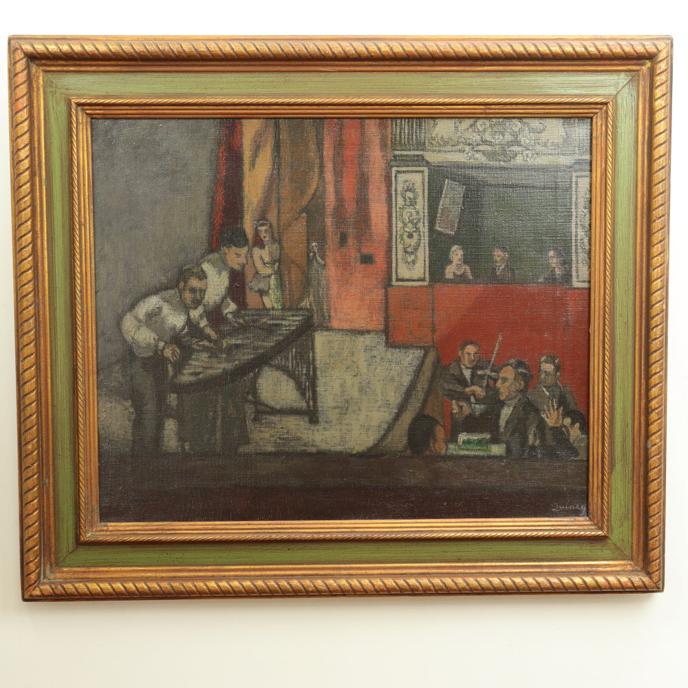 AW475: Edmund Quincy "Vaudeville B. Sq. Theatre Boston) - Oil on Canvas