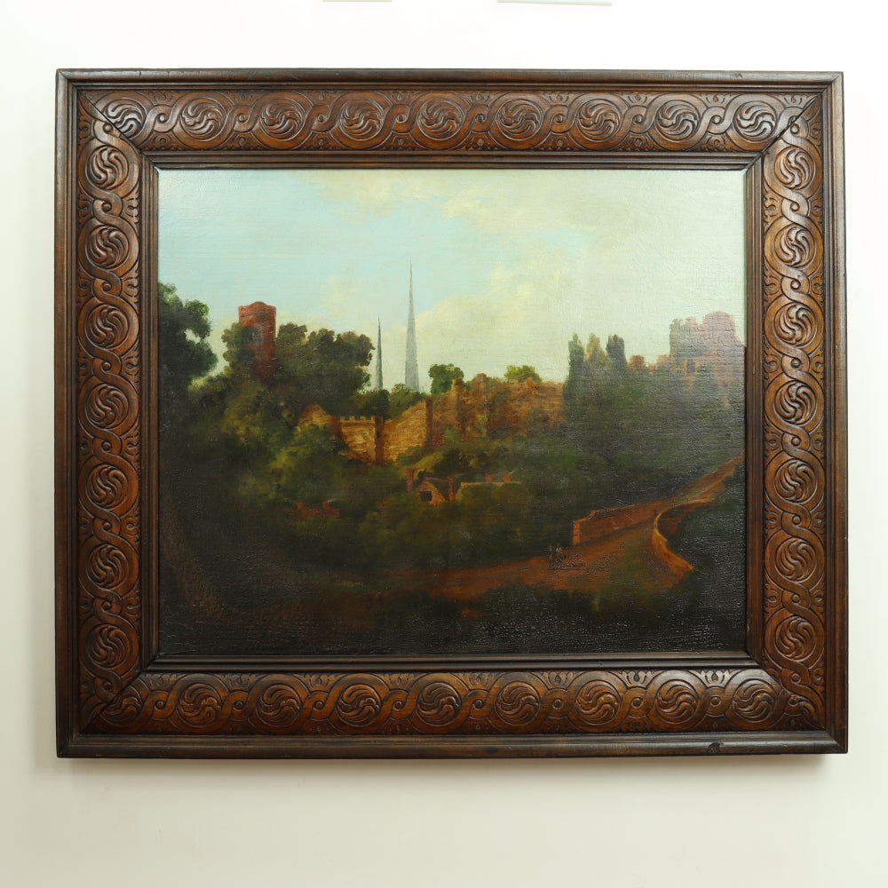 Mid 19th Century English Landscape Oil on Canvas Mounted to Board | Work of Man