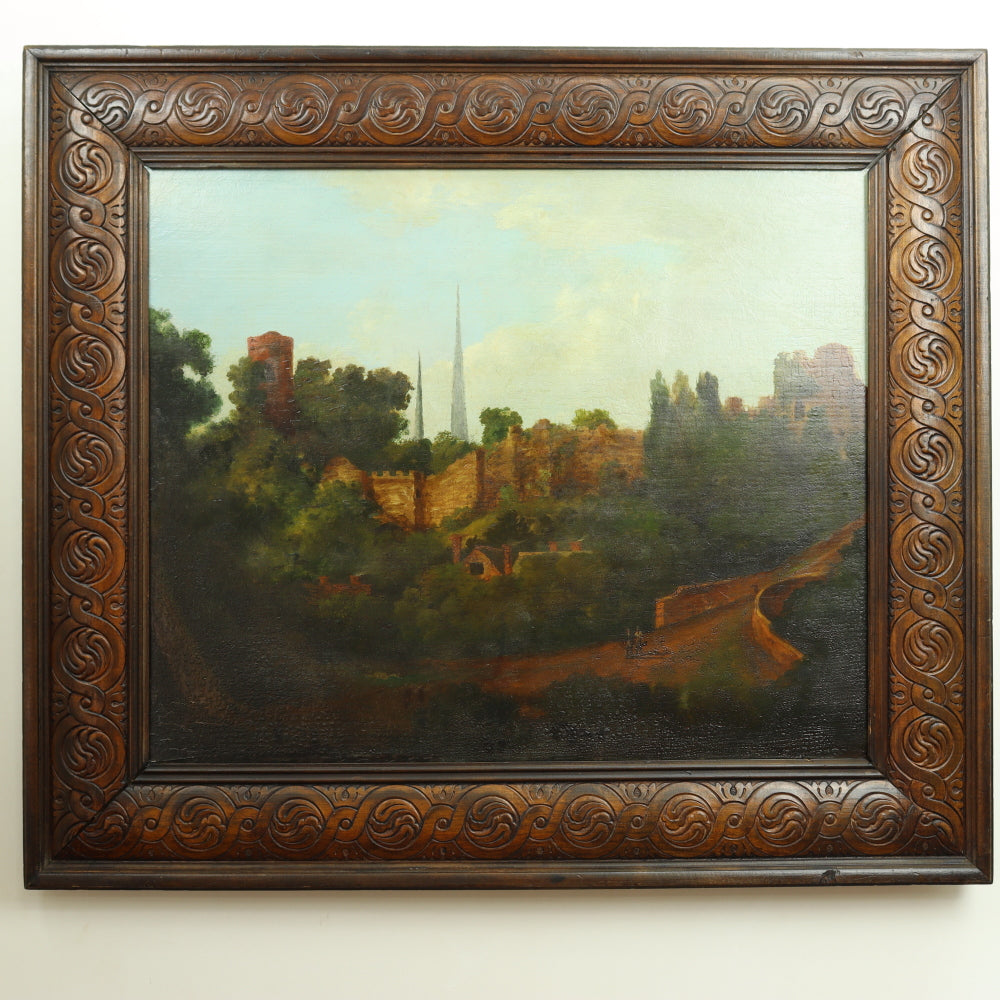 AW736: Early - Mid 19th Century English Landscape Oil on Canvas Mounted to Board