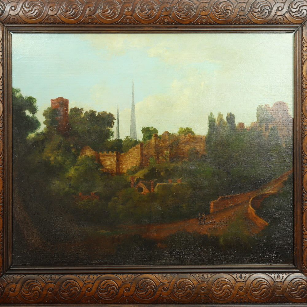 AW736: Early - Mid 19th Century English Landscape Oil on Canvas Mounted to Board