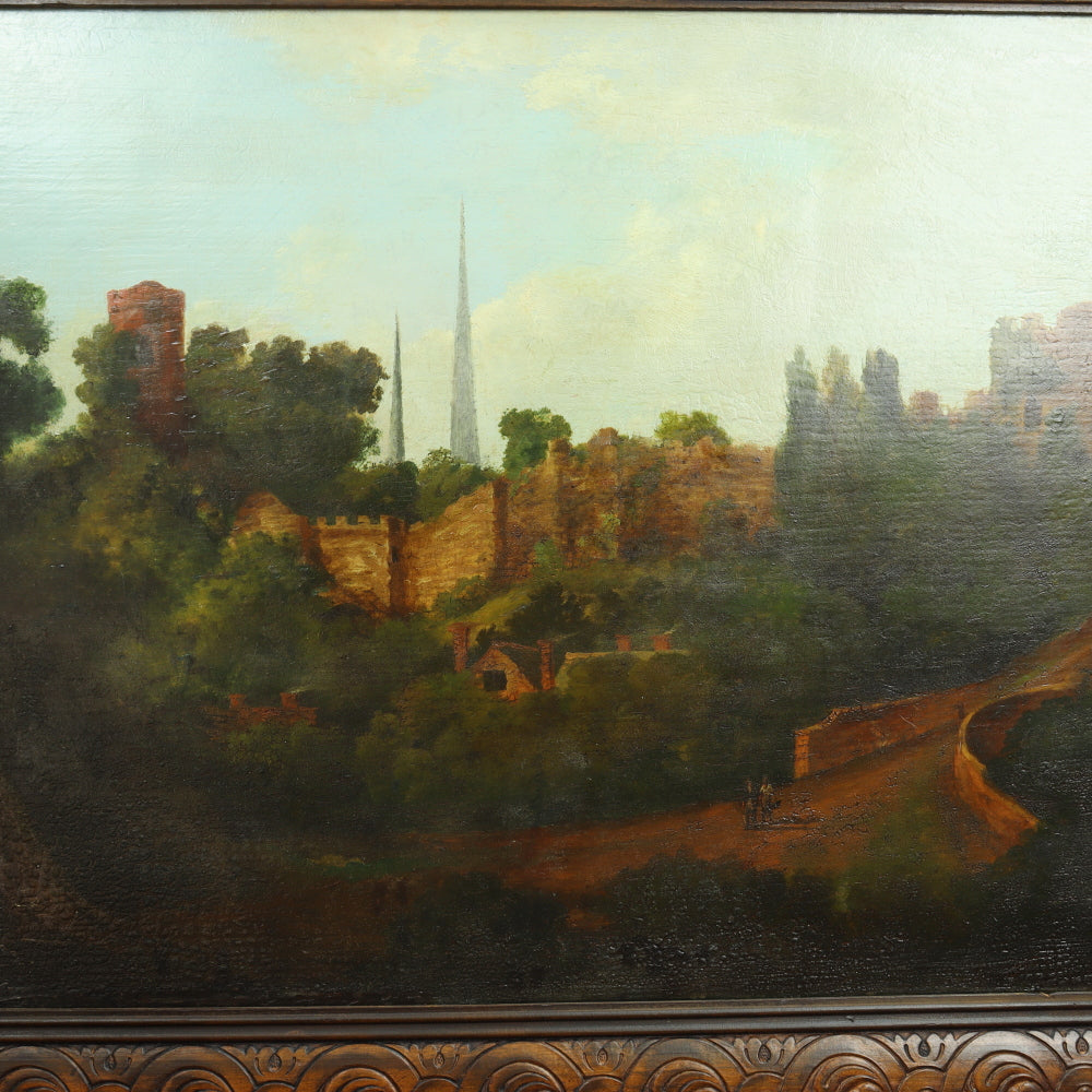 AW736: Early - Mid 19th Century English Landscape Oil on Canvas Mounted to Board