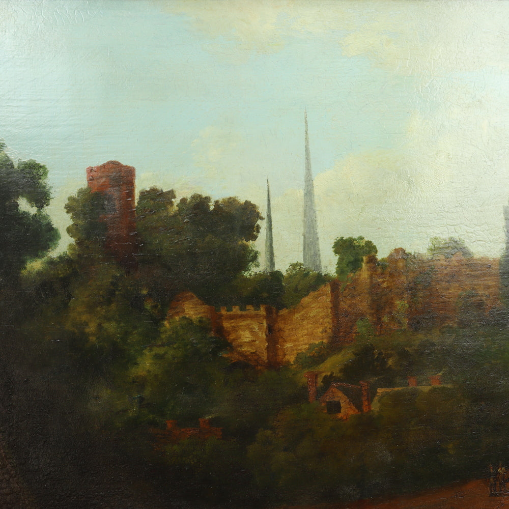 AW736: Early - Mid 19th Century English Landscape Oil on Canvas Mounted to Board