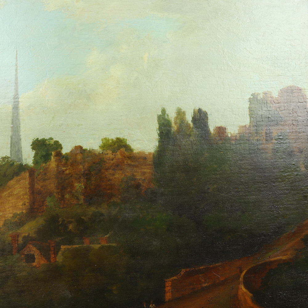 AW736: Early - Mid 19th Century English Landscape Oil on Canvas Mounted to Board