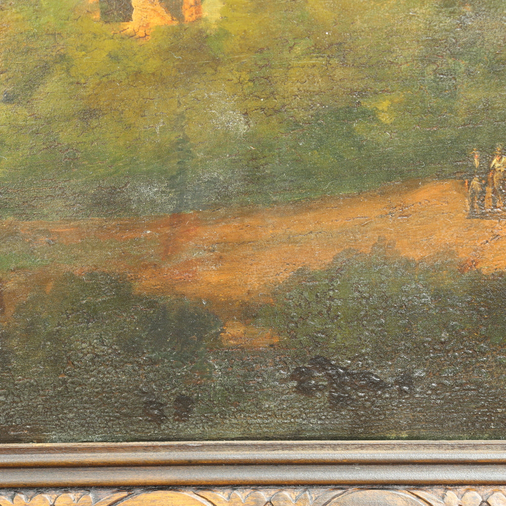 AW736: Early - Mid 19th Century English Landscape Oil on Canvas Mounted to Board