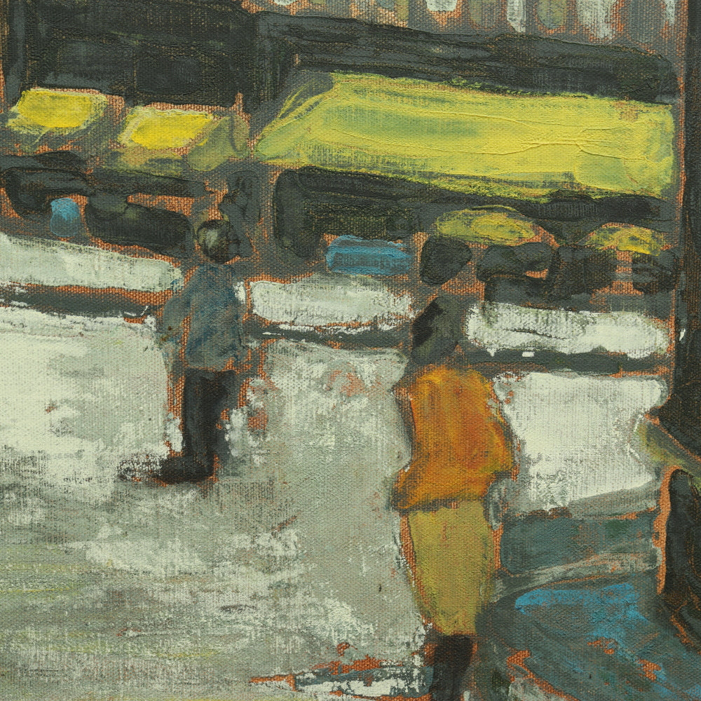 AW155: European School - City Street Scene - Post Impressionist Oil on Belgian Linen