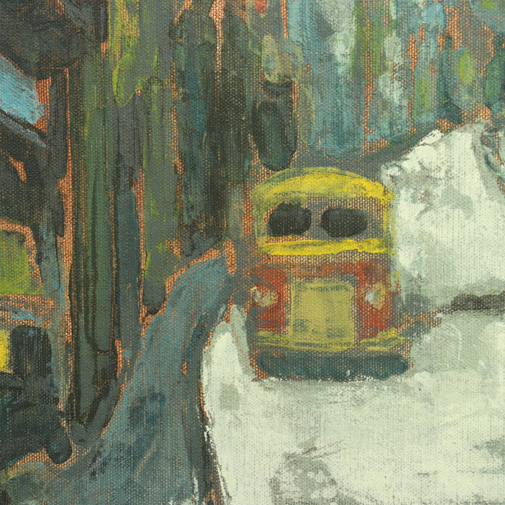 AW155: European School - City Street Scene - Post Impressionist Oil on Belgian Linen