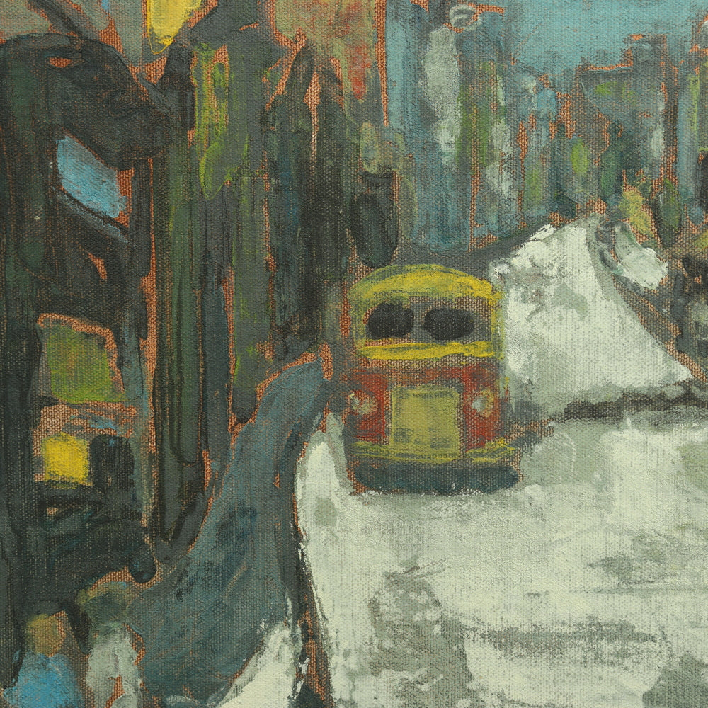 AW155: European School - City Street Scene - Post Impressionist Oil on Belgian Linen