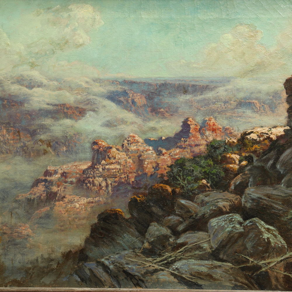 AW741: J. LeBrun Jenkins Oil on Canvas Painting of Yosemite Circa 1920's