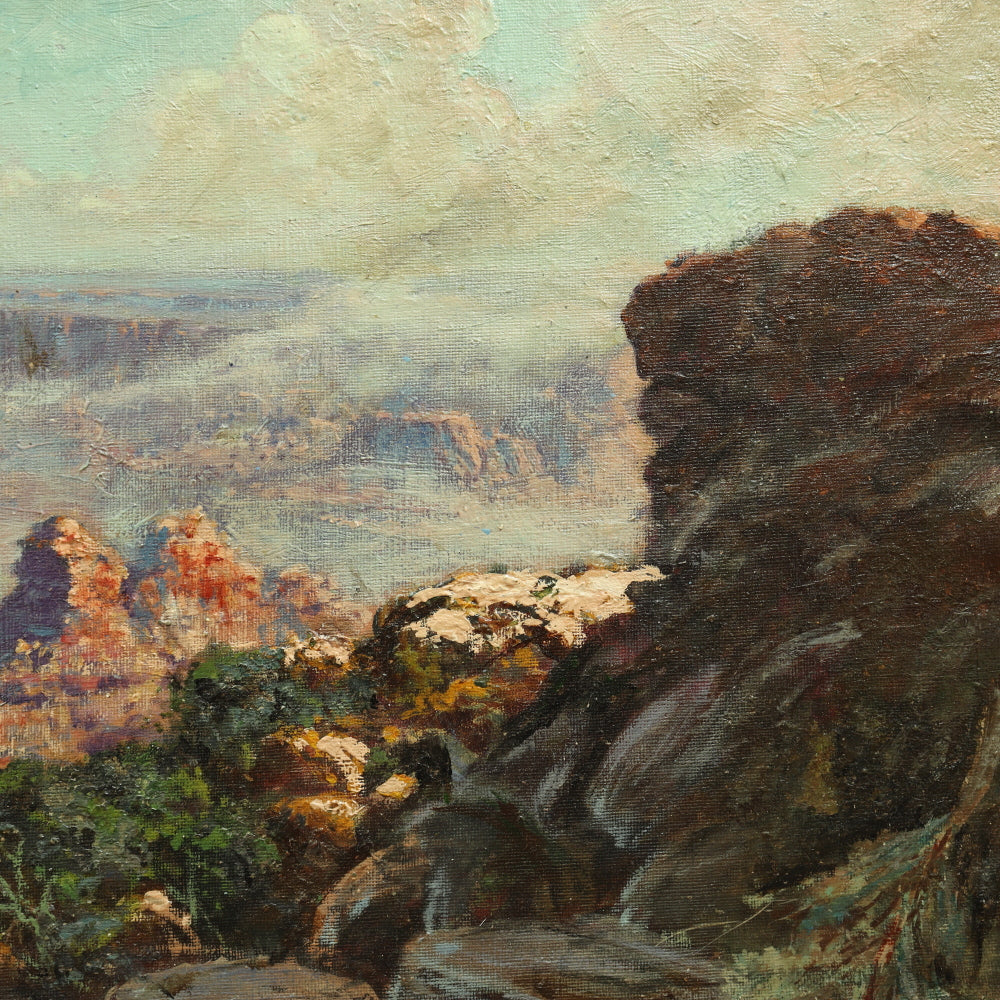 AW741: J. LeBrun Jenkins Oil on Canvas Painting of Yosemite Circa 1920's