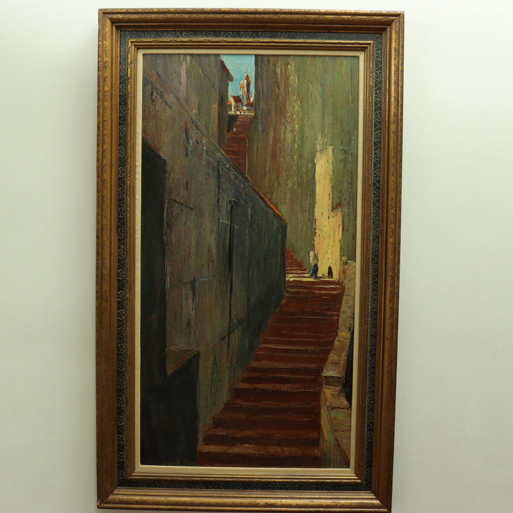 AW742: European School Mid Century Post Impressionist Oil on Board