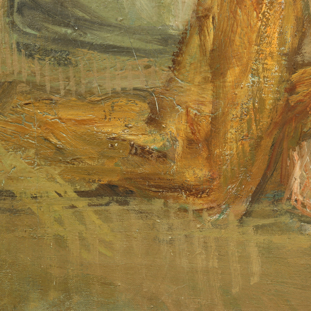 AW754: Frank Watkins "Female Nude With Handmaiden and Dog" Oil on Canvas