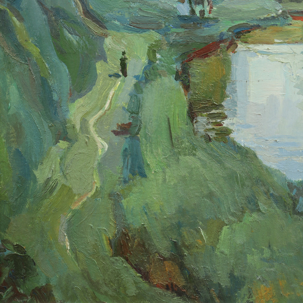 AW217: V. Burkulay Mid 20th Century Impressionist Landscape Oil on Board