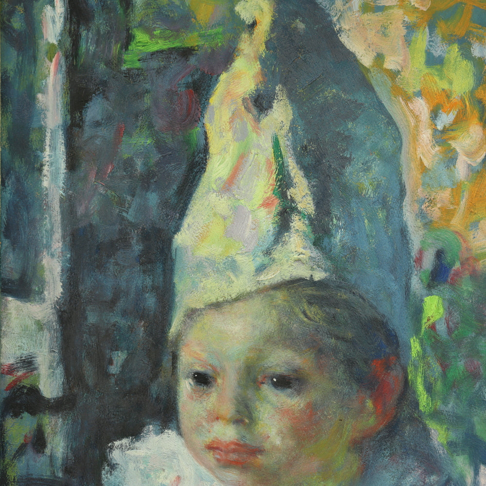 AW1-758: Luidi. Corbellini "Child Clown" Oil on Canvas Mid 20th Century