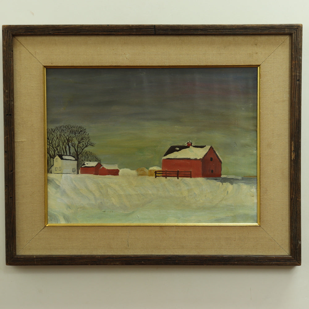 AW759: After Dale William Nichols Farm in the Winter Oil on Canvas (Unmounted)