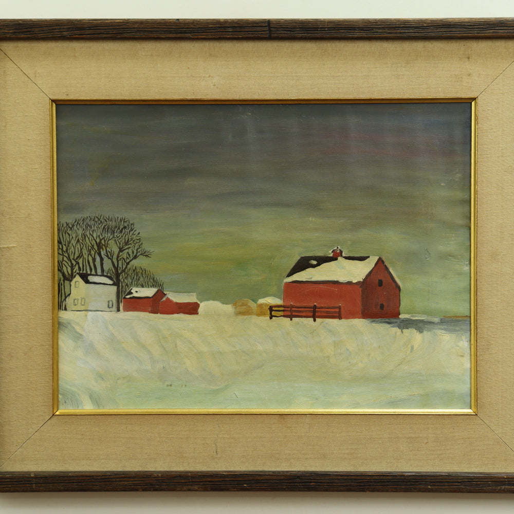 AW759: After Dale William Nichols Farm in the Winter Oil on Canvas (Unmounted)