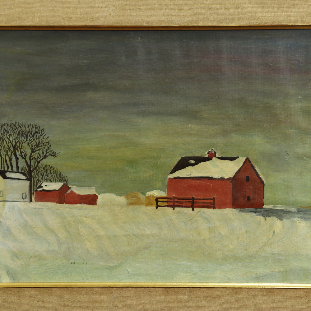 AW759: After Dale William Nichols Farm in the Winter Oil on Canvas (Unmounted)