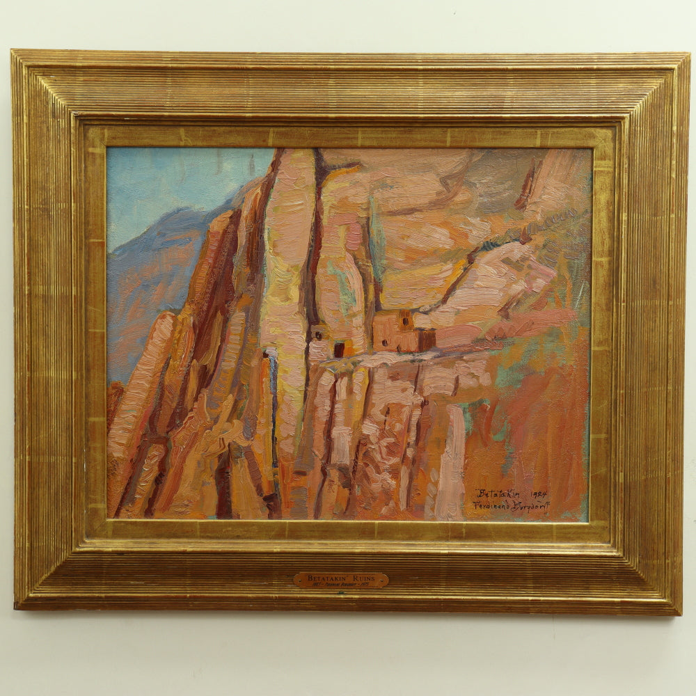 AW760: Ferdinand Bergdorff "Betatakin 1924" Navajo Cliff Dwellings Oil on Canvas