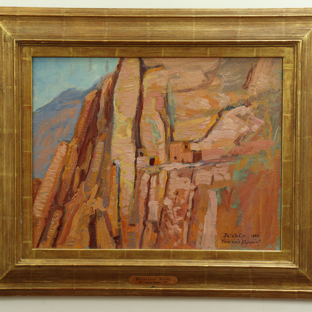 AW760: Ferdinand Bergdorff "Betatakin 1924" Navajo Cliff Dwellings Oil on Canvas