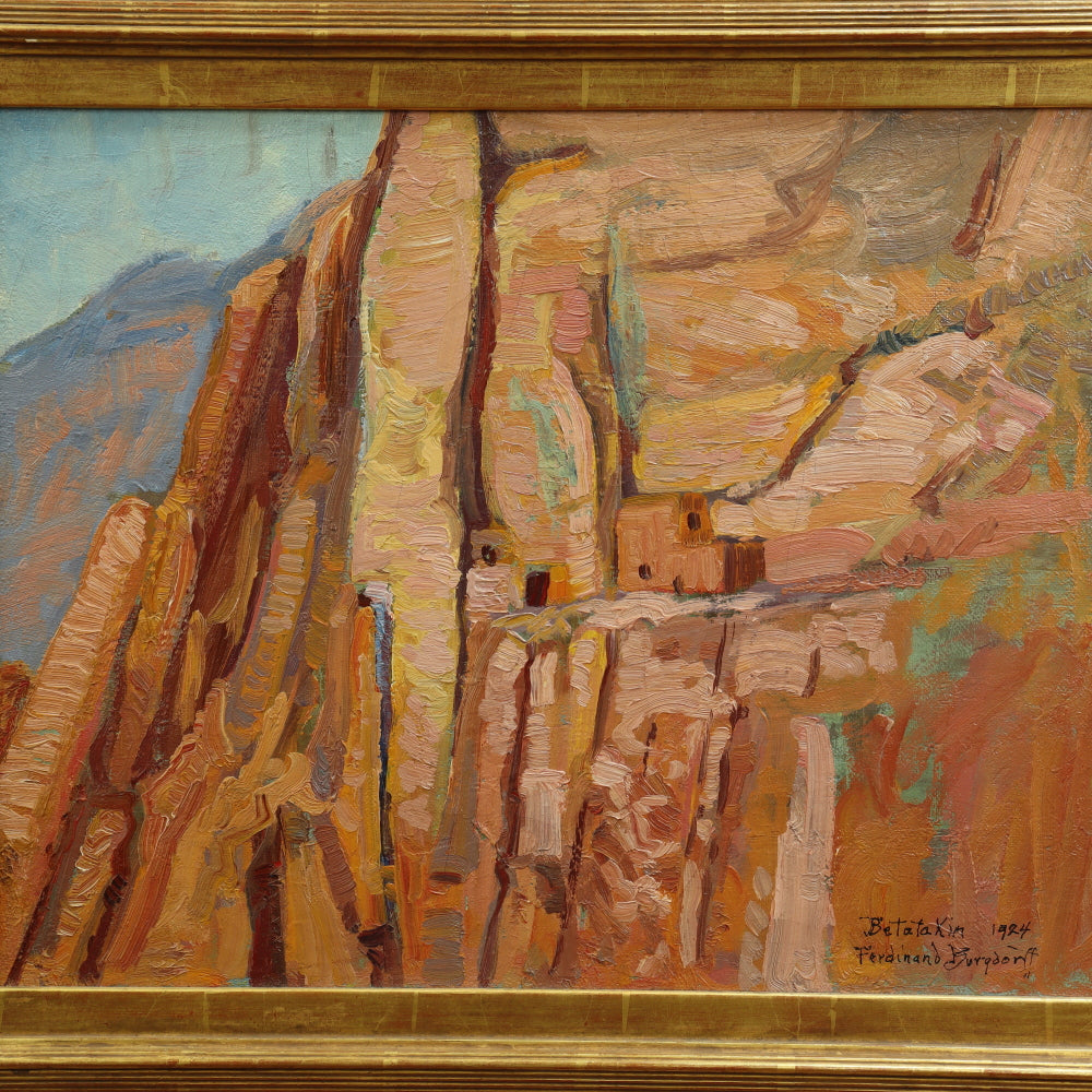 AW760: Ferdinand Bergdorff "Betatakin 1924" Navajo Cliff Dwellings Oil on Canvas