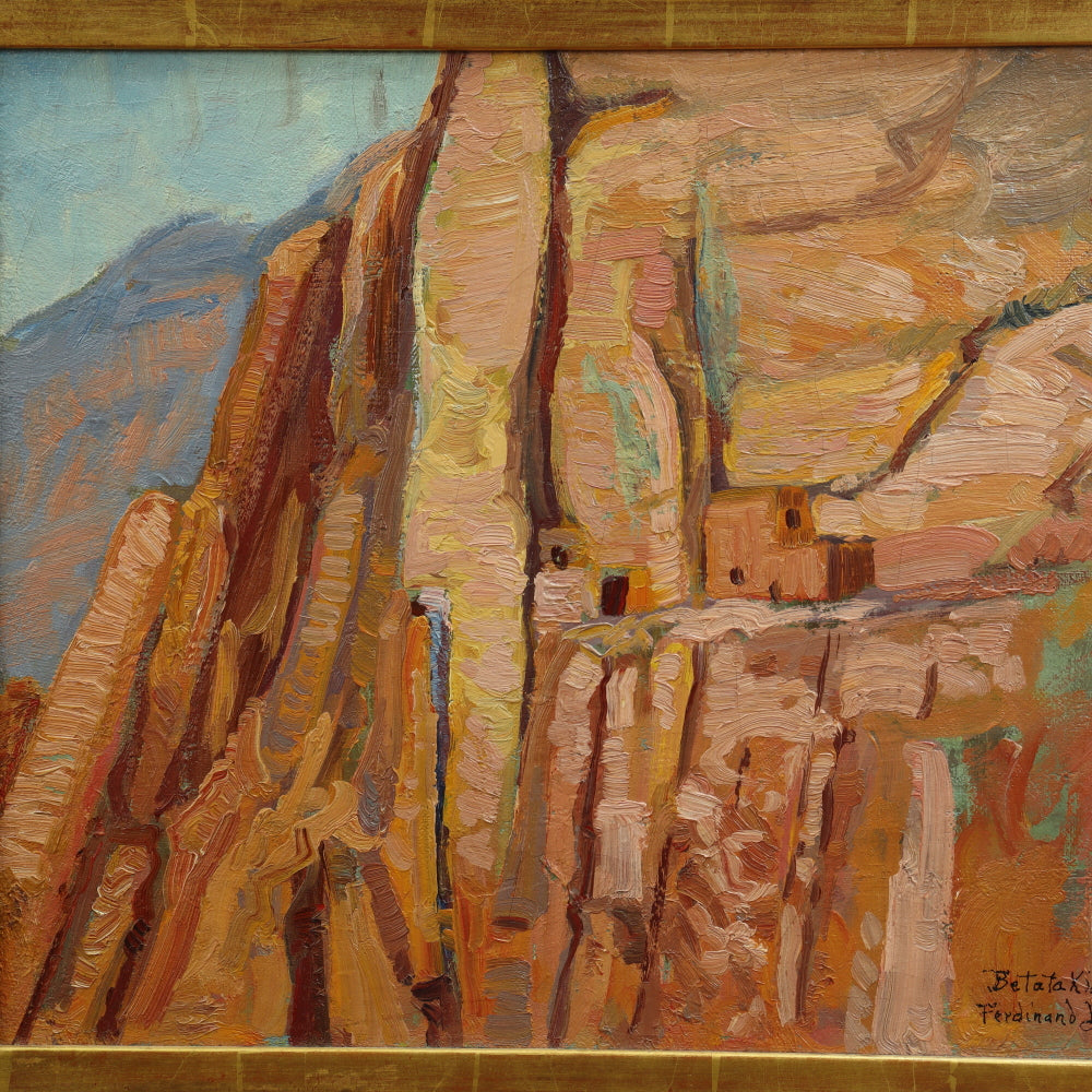 AW760: Ferdinand Bergdorff "Betatakin 1924" Navajo Cliff Dwellings Oil on Canvas