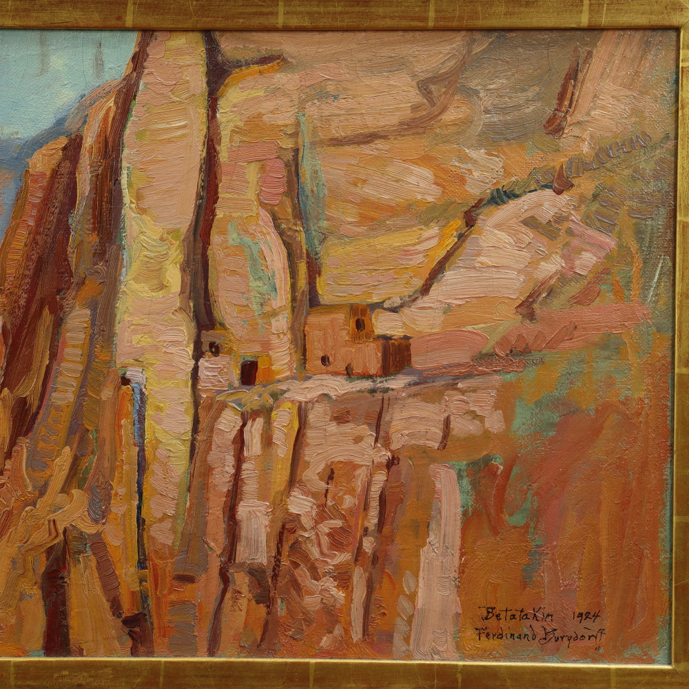 AW760: Ferdinand Bergdorff "Betatakin 1924" Navajo Cliff Dwellings Oil on Canvas