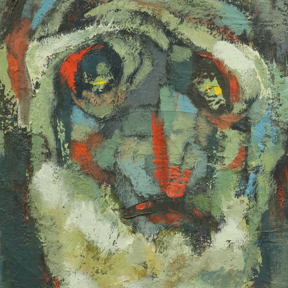 AW761: Elsa Schachter Oil on Canvas Abstract Impasto Portrait Painting of Old Man Mid 20th Century