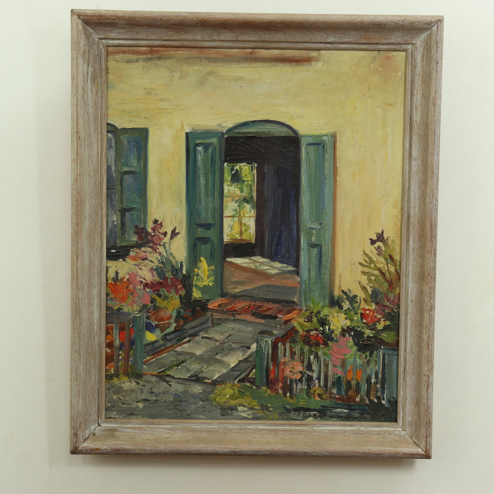 AW317:  Mary H. Buckman "The Studio" Oil on Board Mid 20th Century